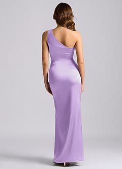 Azazie Akilah Lilac Mermaid One Shoulder Stretch Satin Floor Length Bridesmaid Dress - image 1