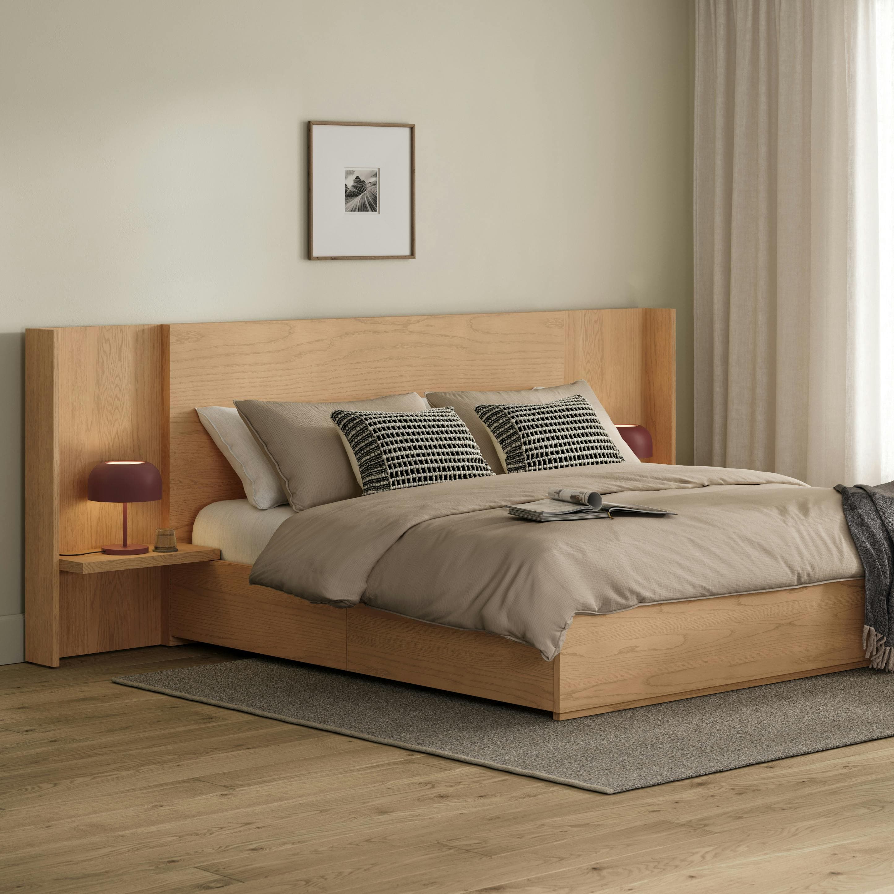 Leif King Storage Bed with Nightstands Set - White Oak - image 1
