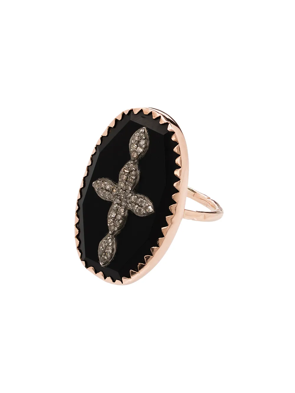 Pascale Monvoisin 9kt Rose Gold Bowie N°3 Diamond Cross Ring - image 1