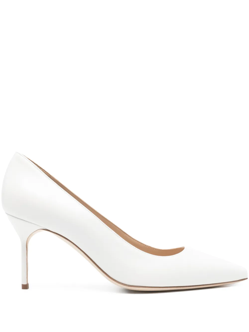 Manolo Blahnik BB Pumps White Calf Leather Stiletto Heel - image 1