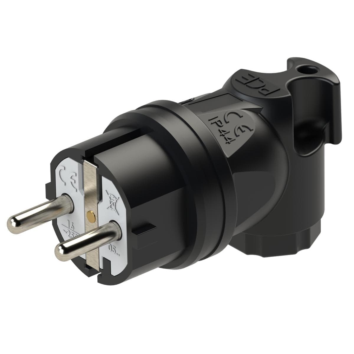 Силова вилка кабельна кутова PCE Schuko 2P+E IP44 16A 250V (05811-S) - image 1