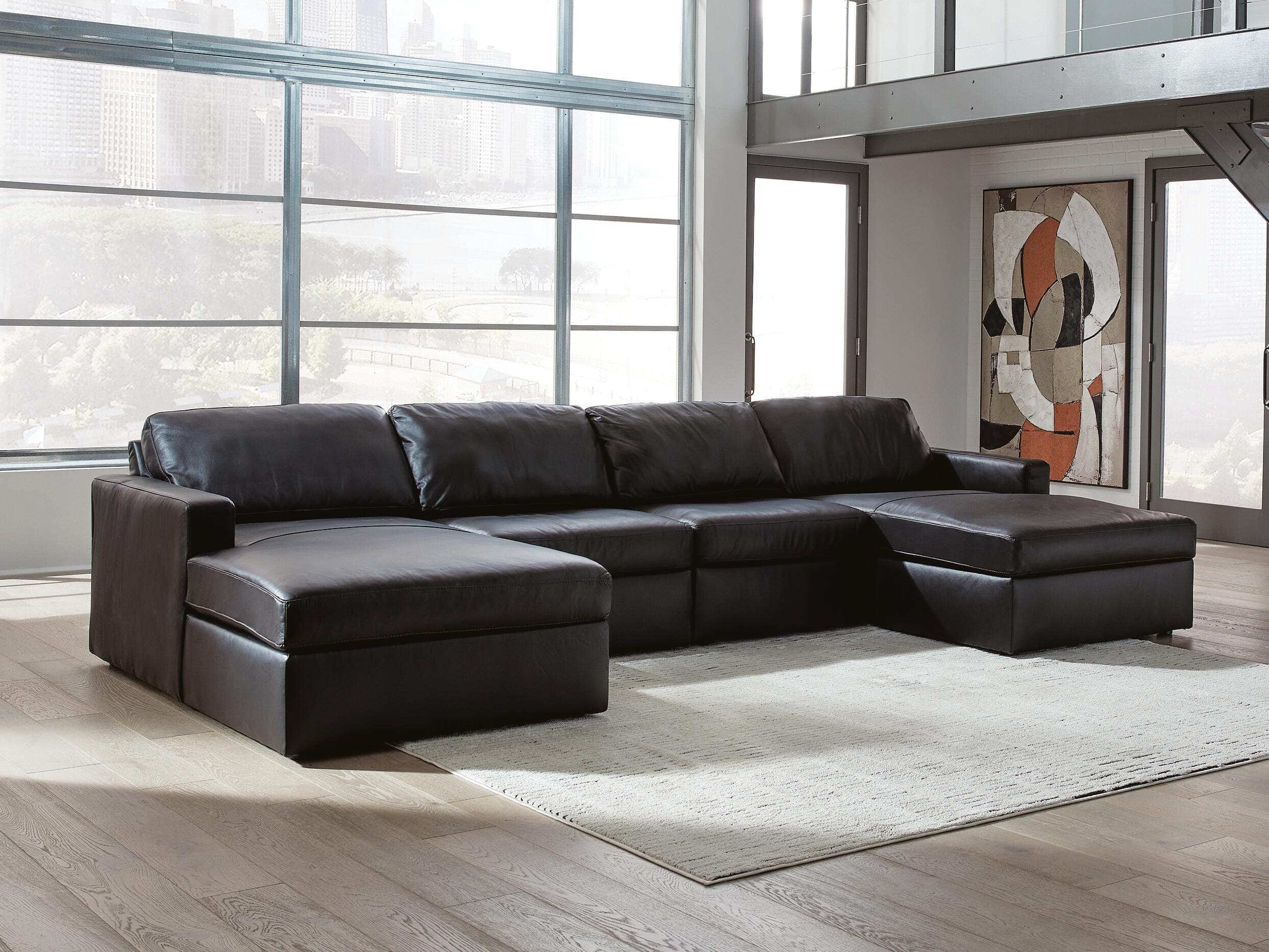 ModMax II 4-Piece Leather Modular Double Chaise Sectional - image 1