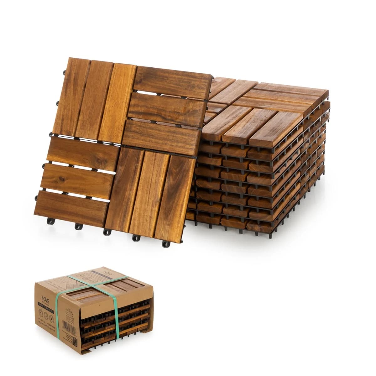 מארז 9 יחידות אריחי דק 30x30 ס"מ עץ Acacia חום בהיר - image 1
