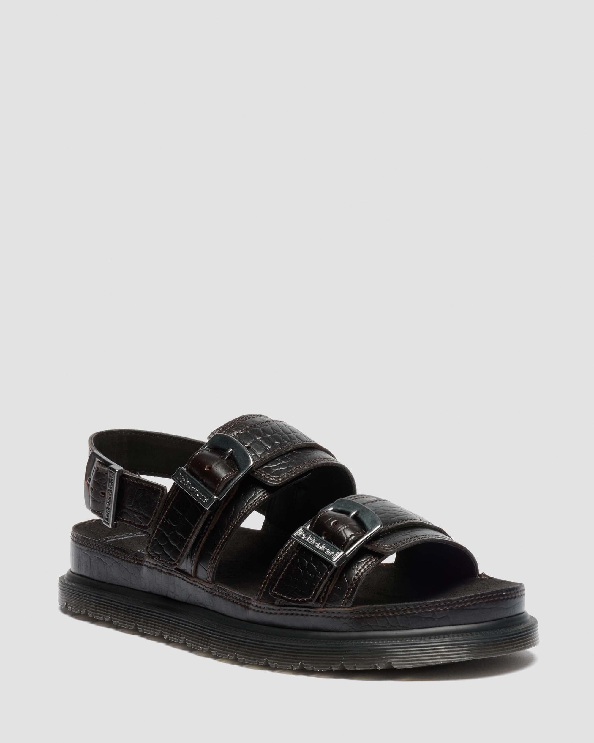 San Two Strap Croc Embossed Leder Sandalen - image 1