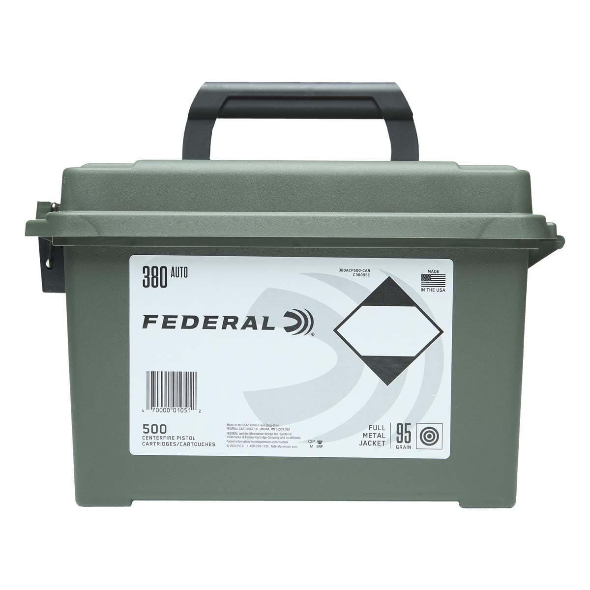 Federal Champion Training FMJ 380 ACP Handgun Ammunition 500 Round Can - image 1