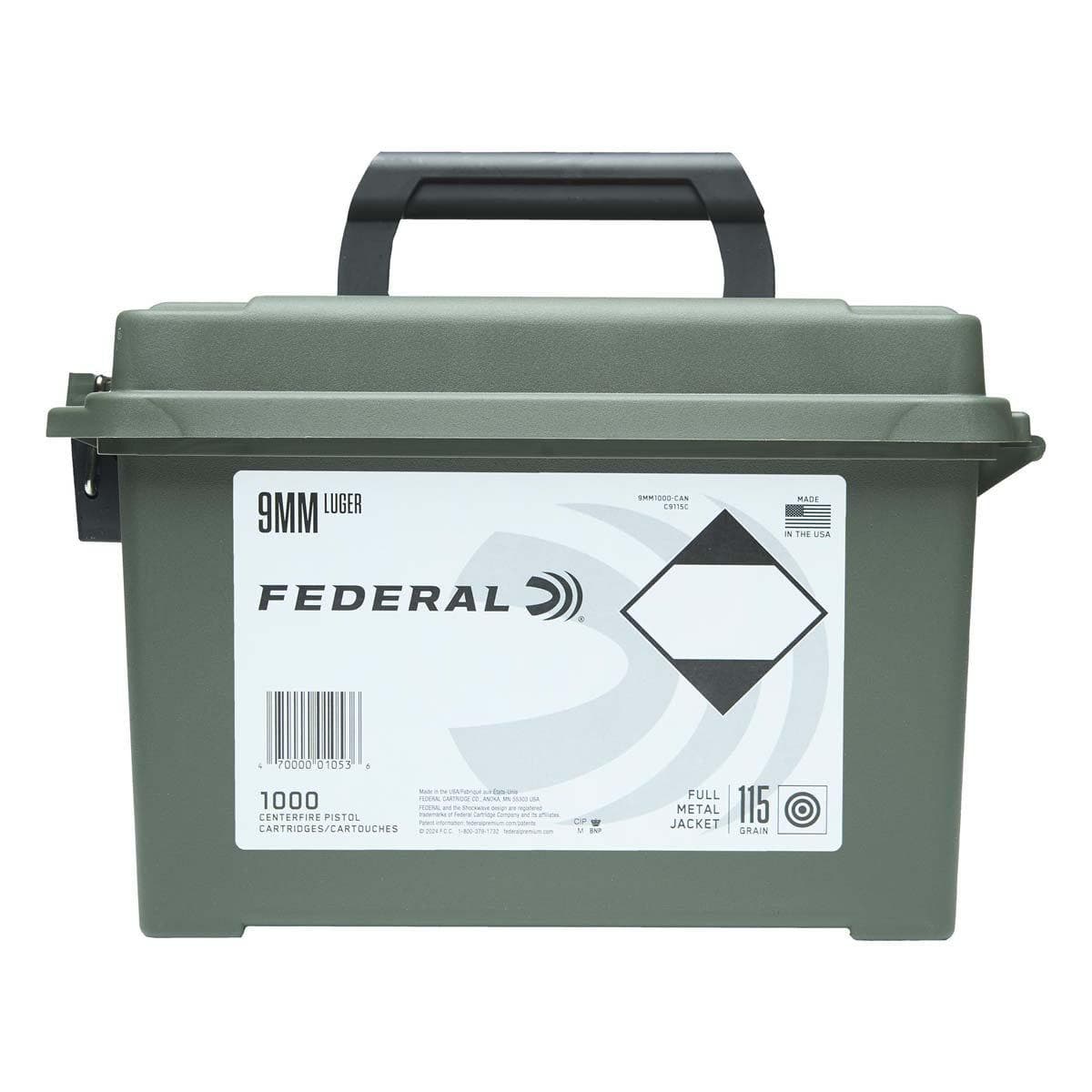 Federal Champion Training FMJ 9mm Handgun Ammunition 1000 Round Can - image 1