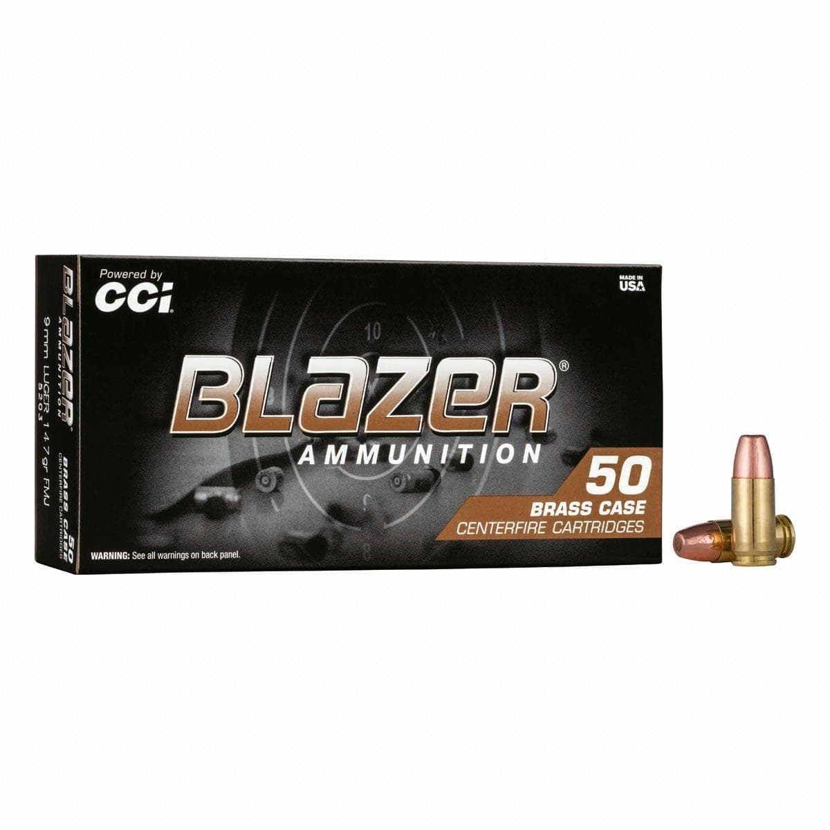 Blazer Ammunition Blazer Brass FMJ 9mm Handgun Ammunition 50 Round Box - image 1