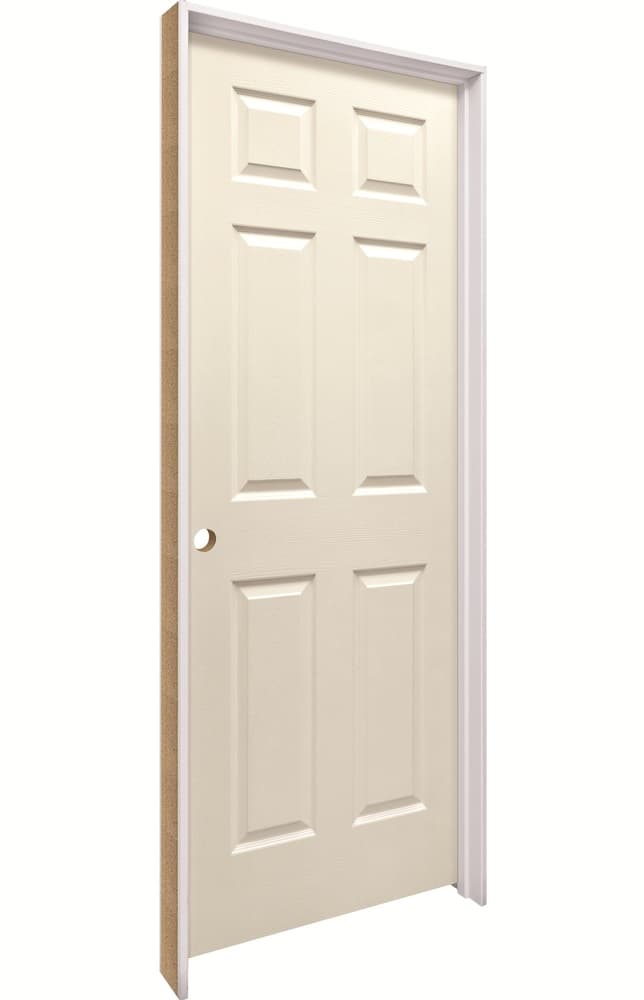 Mastercraft® 30"W x 80"H Primed Woodgrain 6-Panel Prehung Interior Door - Right Inswing - image 1