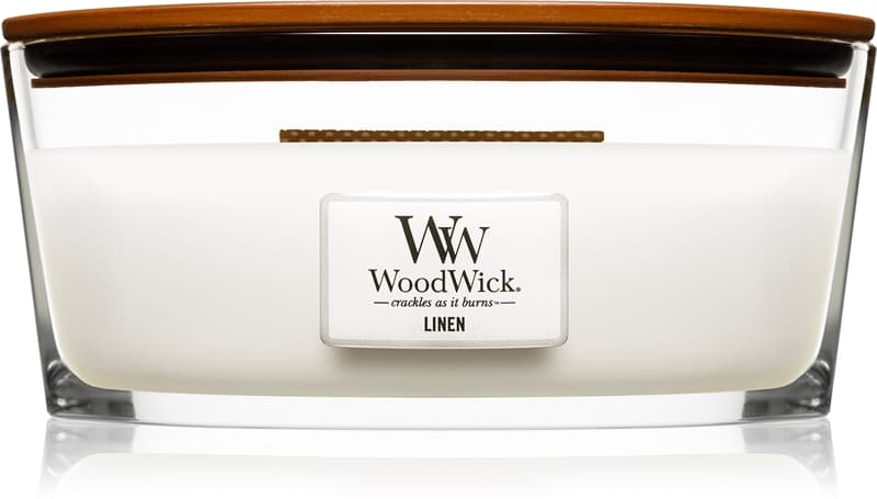 Woodwick Linen Bougie Parfumée avec Mèche en Bois - image 1