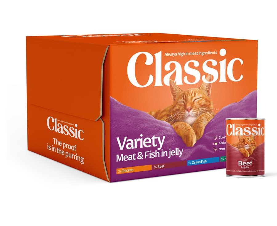 Classic Wet Cat Food Meat and Fish in Jelly Variety Pack 24 Cans 24x400g - image 1