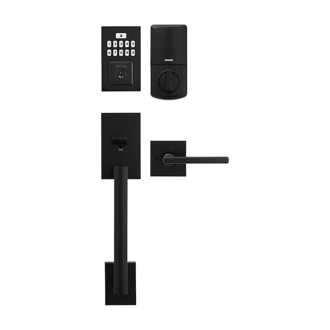 Weiser San Clemente Entry Handleset and Halifax Lever with Electronic Deadbolt and SmartKey Technology - Matte Black - image 1
