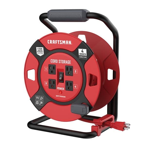 CRAFTSMAN 1-ft 14 AWG Heavy-Duty Indoor/Outdoor Retractable Extension Cord with 4 Outlets - image 1