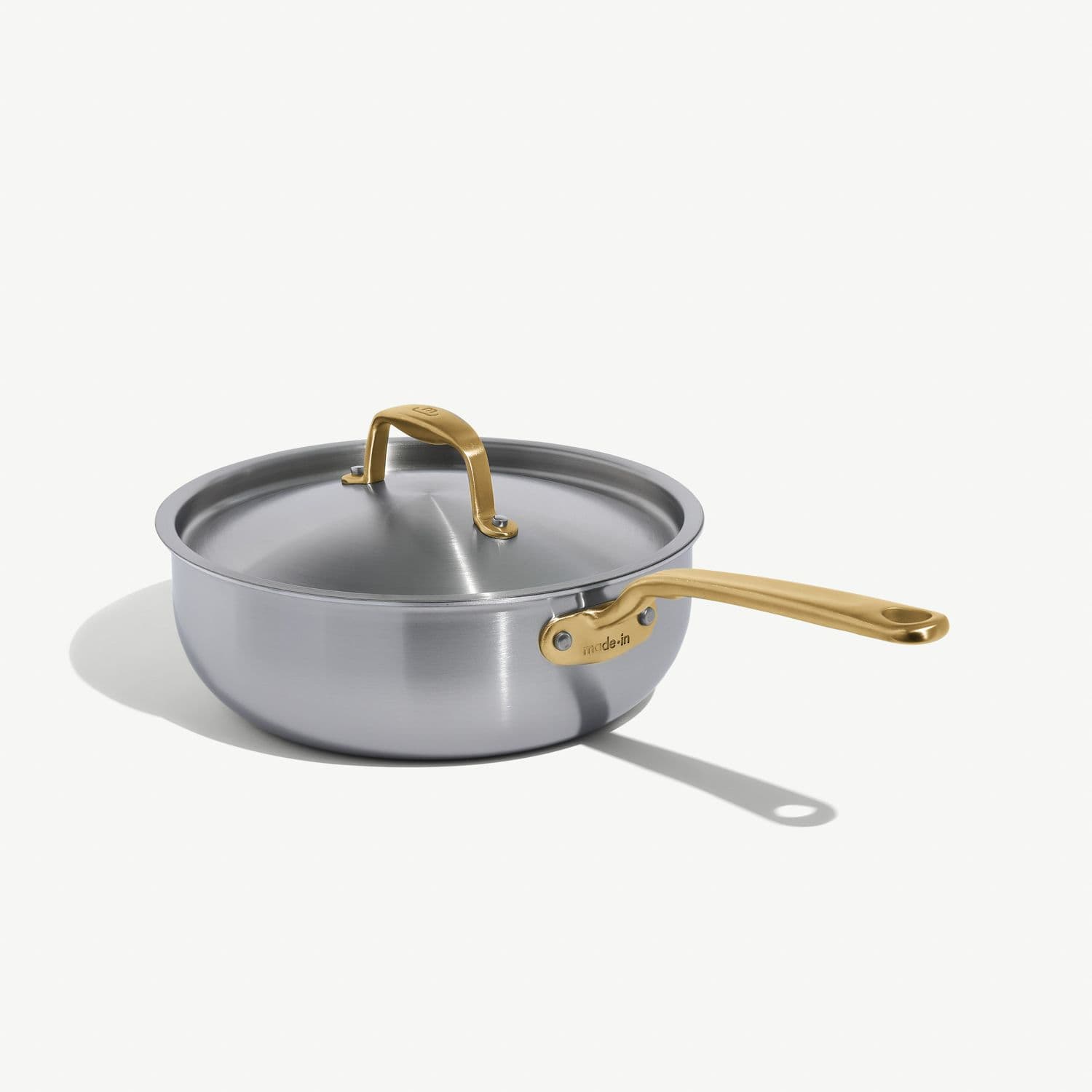 Stainless Clad Saucier 3 QT · Antique Brass Handle - image 1
