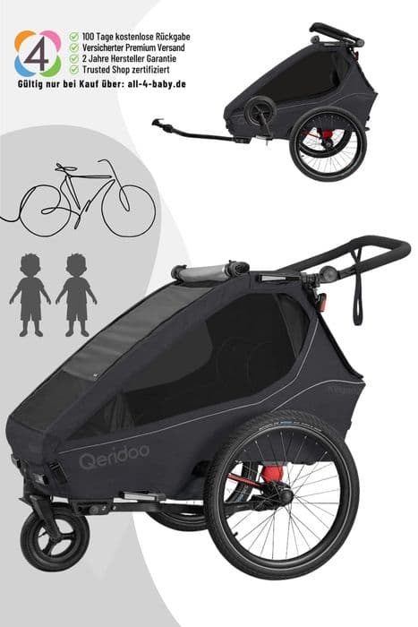 Qeridoo Kidgoo 2 Kinderfahrradanhänger für 2 Kinder Modell 2026 - image 1