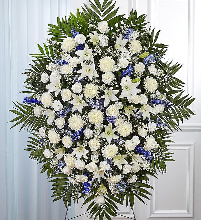 Blue & White Funeral Standing Spray - image 1