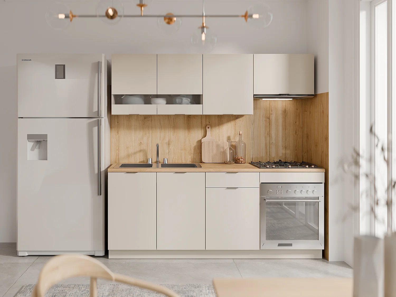 Carmeo Complete Keuken met Werkblad 200 cm Beige en Naturel - image 1