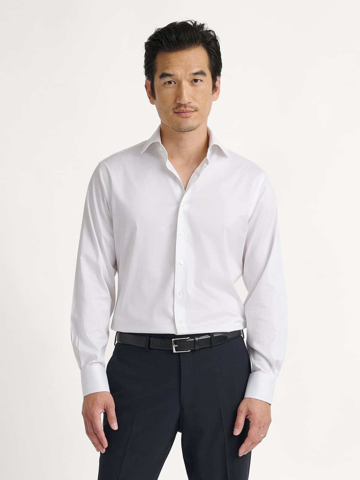 Non Iron Stretch Supima White Twill Dress Shirt - image 1