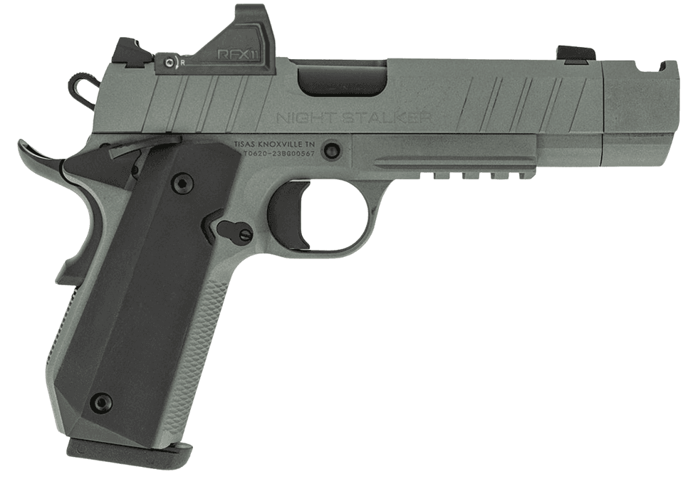Tisas 1911 Nightstalker SF-C 9mm 10+1rd 4.25" Compensated Barrel Gray Pistol with RFX11 Green Dot - image 1