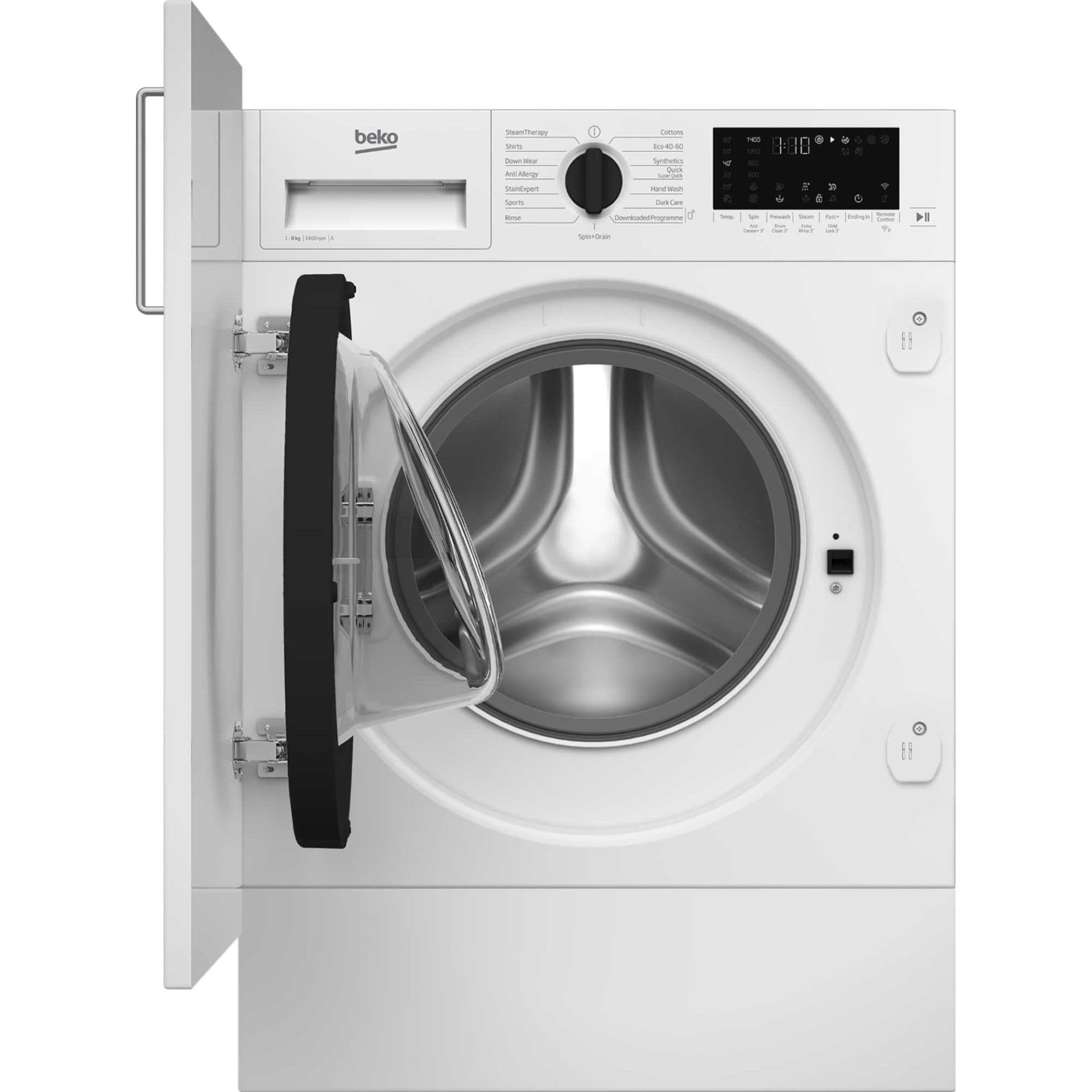 Beko WTIK84122F Integrated 8kg 1400rpm Washing Machine - White - image 1