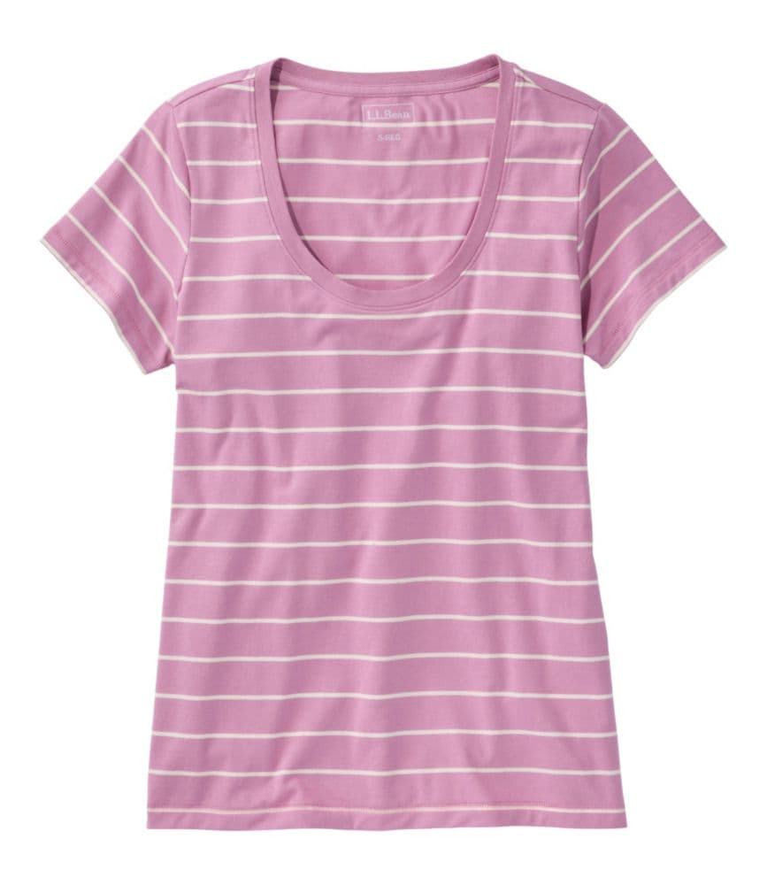 Women's Soft Stretch Supima-Blend Tee, Scoopneck Short-Sleeve Stripe - image 1