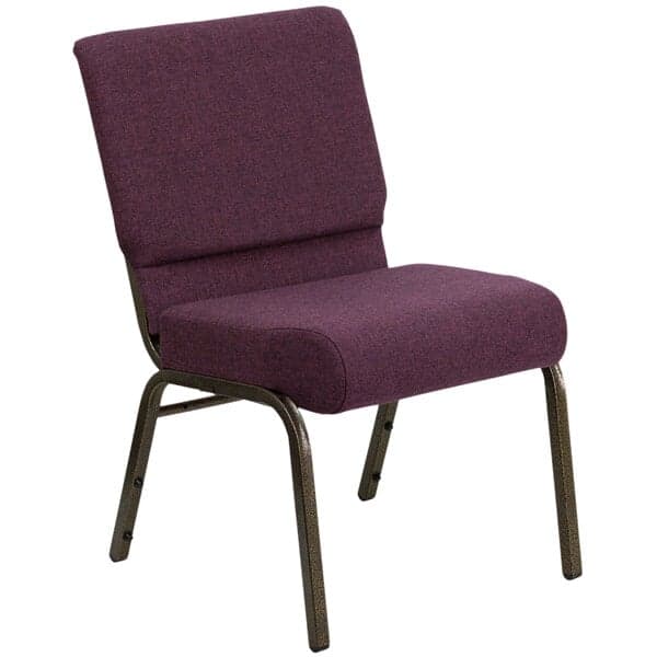 Flash Furniture FD-CH0221-4-GV-005-GG Plum 21" Extra Wide Church Chair with Gold Vein Frame - image 1