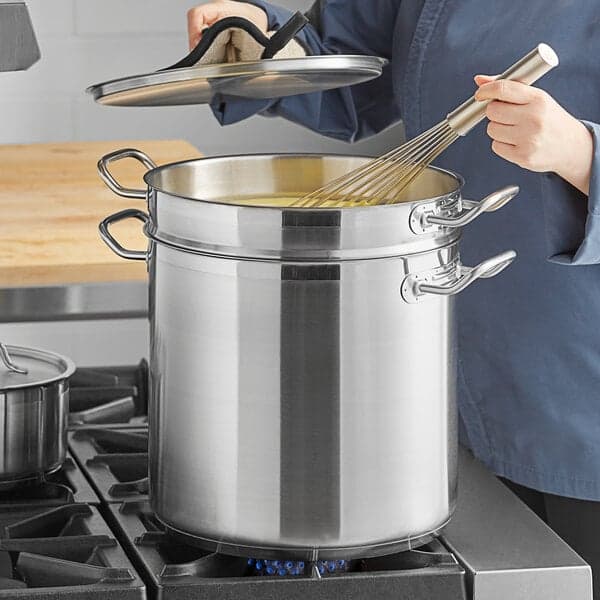 Vigor SS1 Series 20 Qt. Stainless Steel Aluminum-Clad Double Boiler Set - image 1