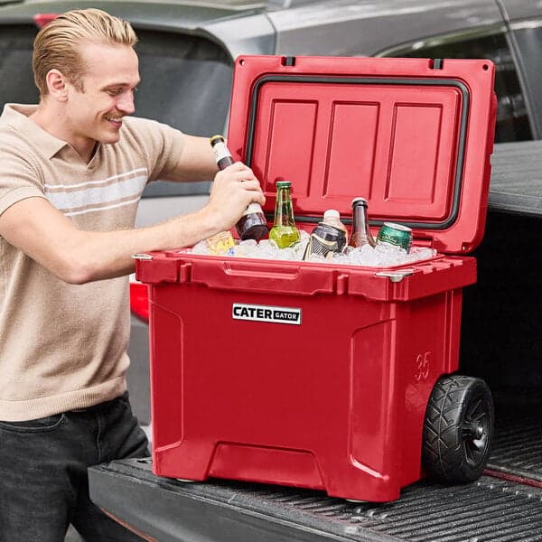 CaterGator CG35RDW Red 35 Qt. Mobile Rotomolded Outdoor Cooler / Ice Chest - image 1