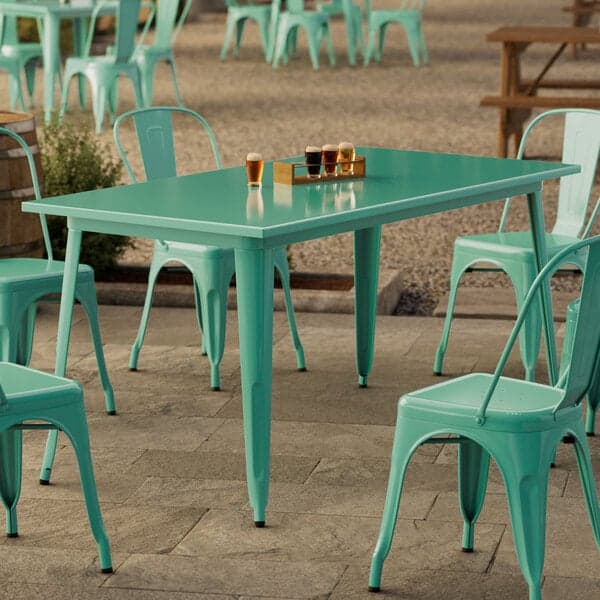 Lancaster Table & Seating Alloy Series 63" x 32" Aquamarine Standard Height Outdoor Table - image 1