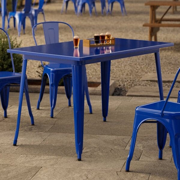 Lancaster Table & Seating Alloy 48" x 30" Blue Quartz Standard Height Outdoor Table - image 1