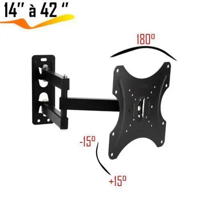 Support Télévision Pro LED LCD TV Rotatif 180° Inclinaison-15° à +15°- 14" à 42" - image 1
