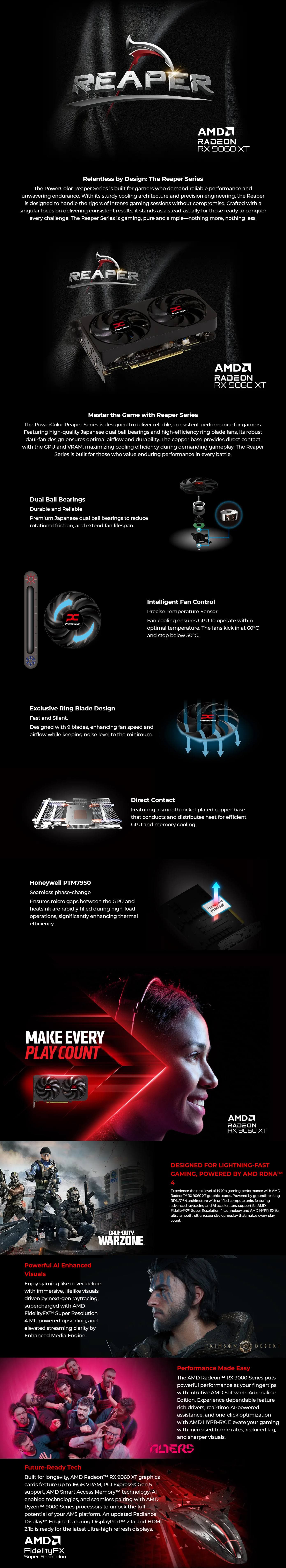 PowerColor Reaper Radeon RX 9060 XT 16GB GDDR6 Graphics Card - image 1