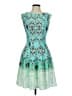 Danny And Nicole Print Teal Cocktail Dress Size 8 - image 1