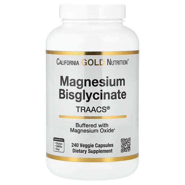 California Gold Nutrition Magnesium Bisglycinate Chelate Albion TRAACS 240 Veggie Capsules 100 mg - image 1