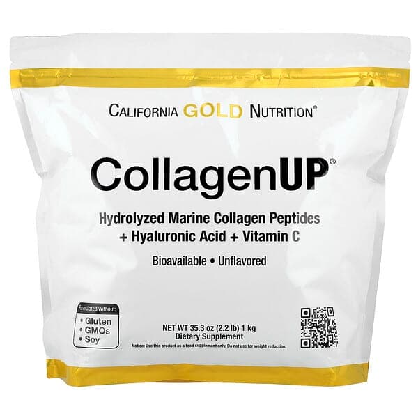 California Gold Nutrition CollagenUP Hydrolyzed Marine Collagen Peptides with Hyaluronic Acid and Vitamin C, Unflavored, 2.2 lb (1 kg) - image 1