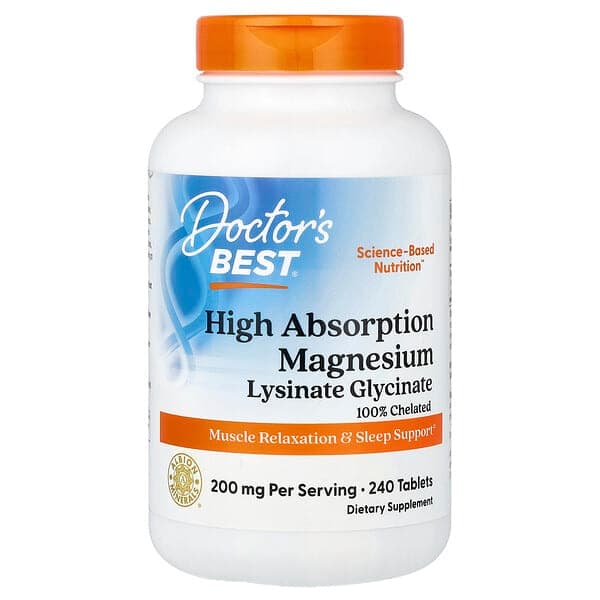 Doctor's Best High Absorption Magnesium Lysinate Glycinate Chelated Albion TRAACS 240 Tablets 100 mg - image 1