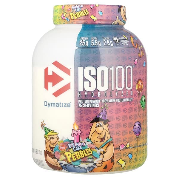 Dymatize ISO100 Hydrolyzed 100% Whey Protein Isolate Birthday Cake Pebbles 5 lb - image 1