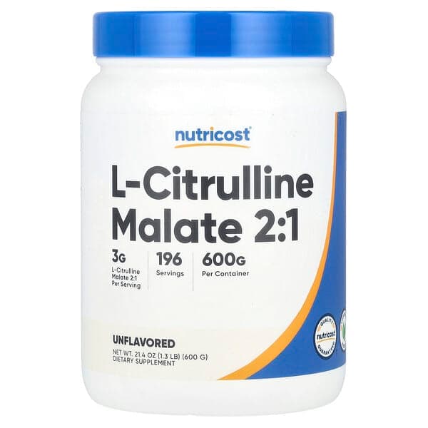 Nutricost L-Citrulline Malate 2:1, Unflavored, 21.4 oz (600 g) - image 1