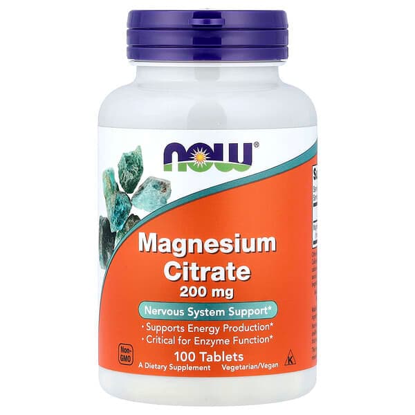 NOW Foods, Magnesium Citrate, 200 mg, 100 Tablets - image 1