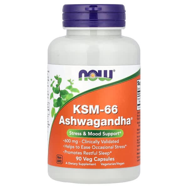 NOW Foods, KSM-66 Ashwagandha®, 600 mg, 90 Veg Capsules - image 1
