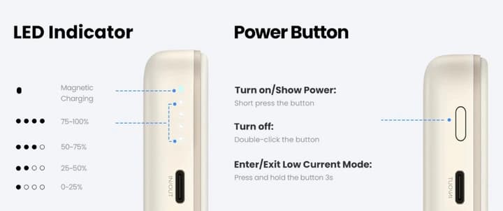 Магнітна батарея UGREEN 10 000 mAh Magnetic Power Bank, 20W iPhone 17/17 Pro/17 Pro Max, iPhone 16/15/14/13/12 Series - Beige - image 1
