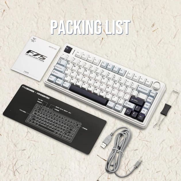AULA F75 White-Blue Wireless Mechanical Gaming Keyboard RGB REAPER Switches - image 1