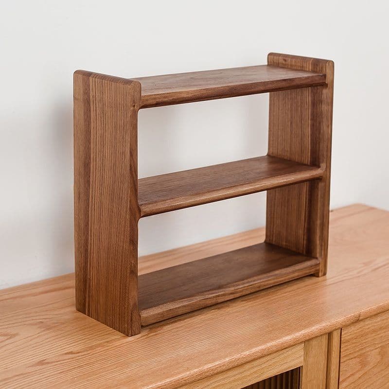 Minimalist Solid Wood Desktop Shelf Countertop Organizer for Coffee Bar and Kitchen Storage - Walnut 16"L x 6"W x 14"H - image 1
