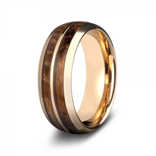 Whisky Double Barrel Rose Gold Tungsten Ring - image 1