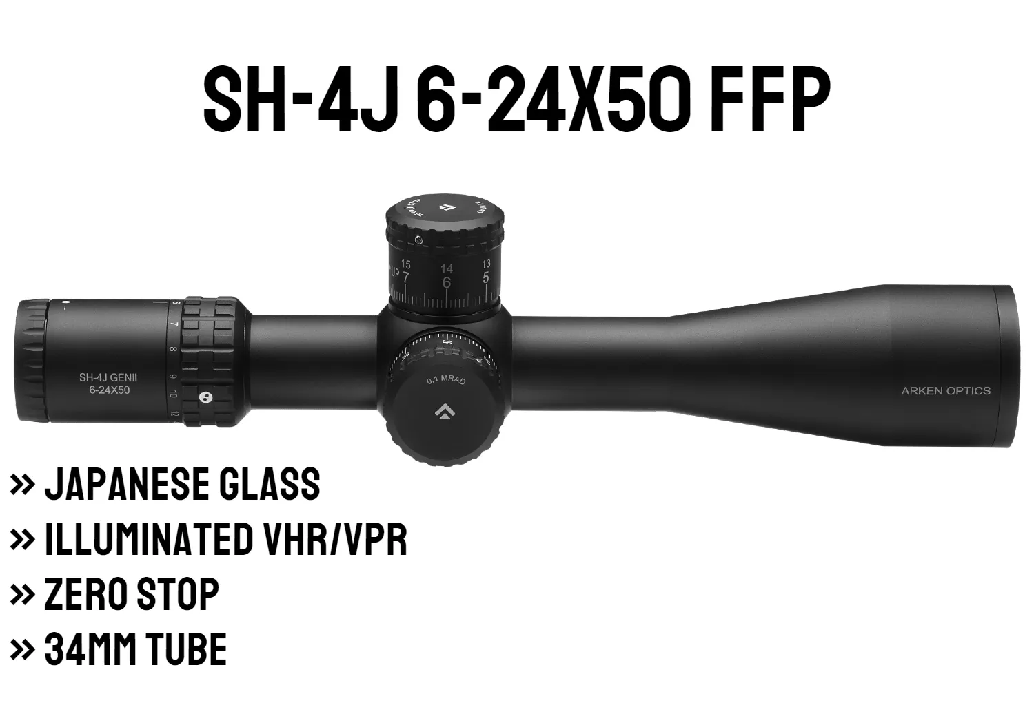 SH-4J 6-24X50 FFP Illuminated VHR/VPR Rifle Scope with Zero Stop and 34mm Tube - image 1