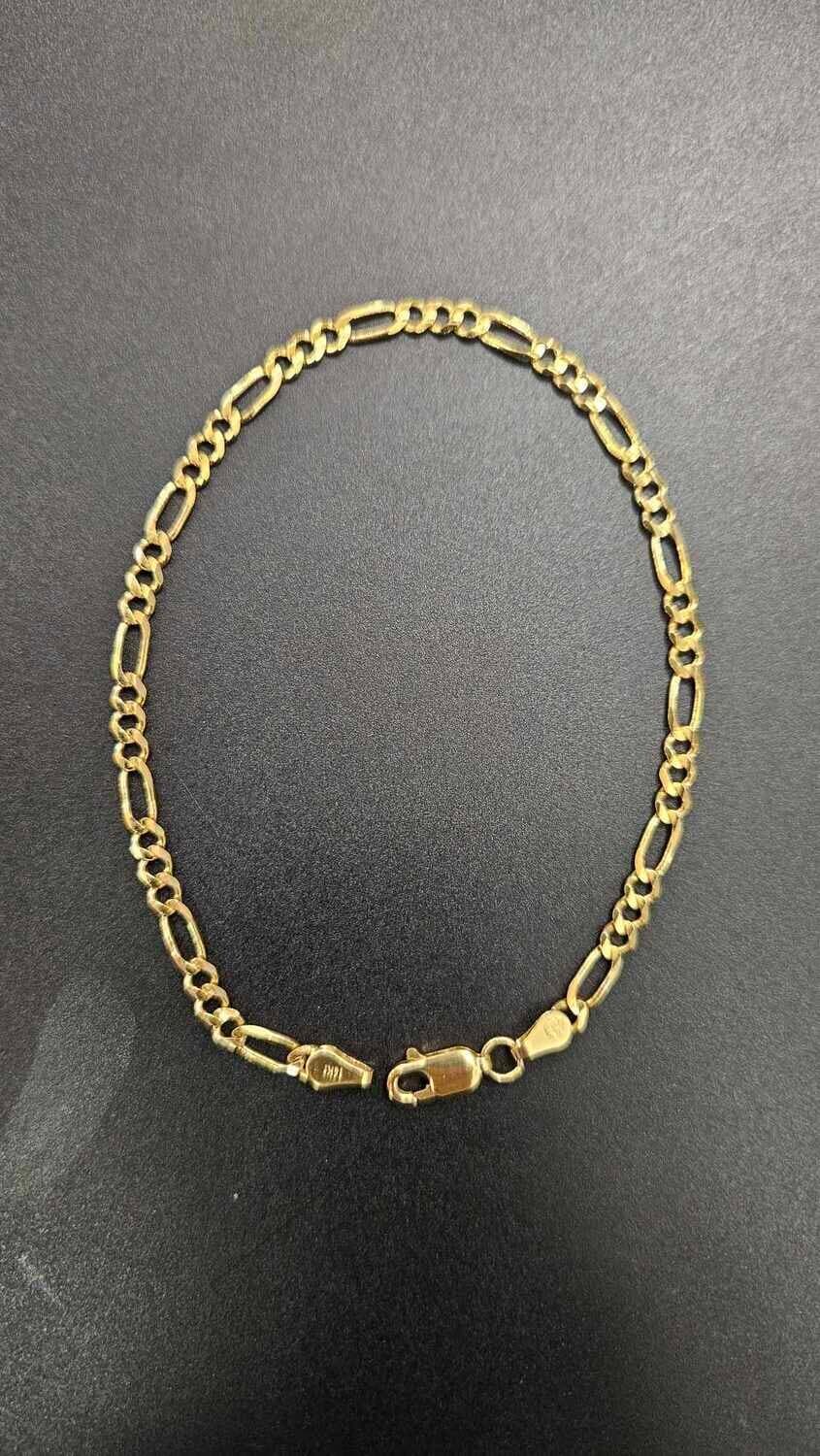 14K 3.2MM Figaro Bracelet 6.5 Inch 2.8 Grams - image 1