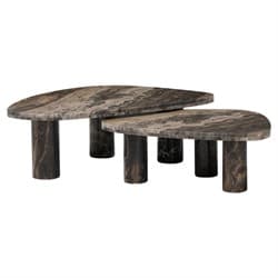 Zayden Modern Classic Brown Marble Nesting Coffee Tables - image 1