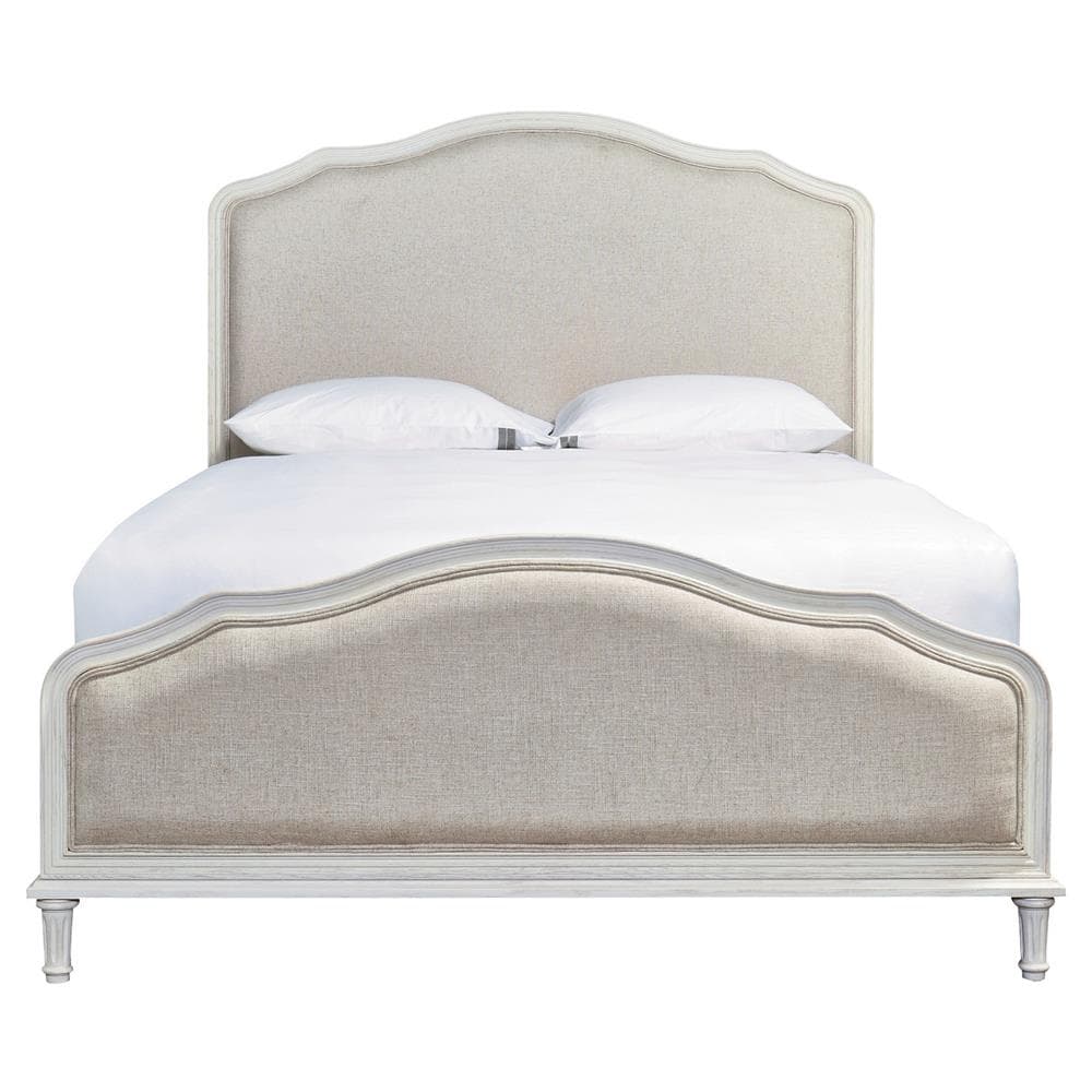 Zoe French Country Beige Upholstered White Wood Bed - Queen - image 1