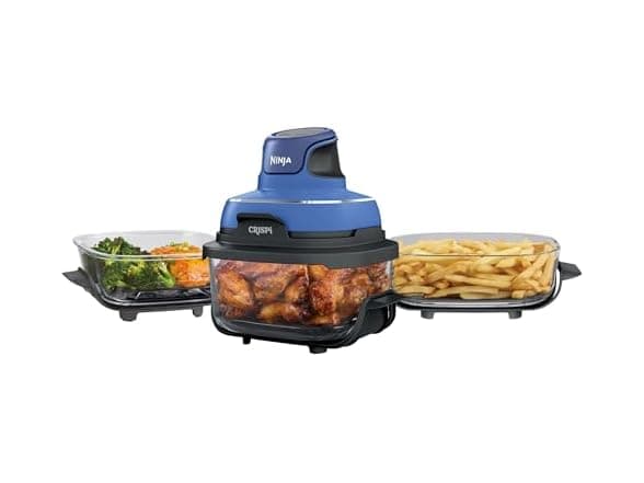 Ninja Crispi 5-in-1 Portable Glass Air Fryer Cooking System, 1500W, 6-Cup, 4-Quart & 2.5-Quart TempWare Containers With Lids, Blue, FN103CO (Refurbished) - image 1