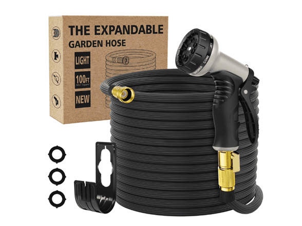 100ft Flexible Garden Hose with Nozzle - image 1