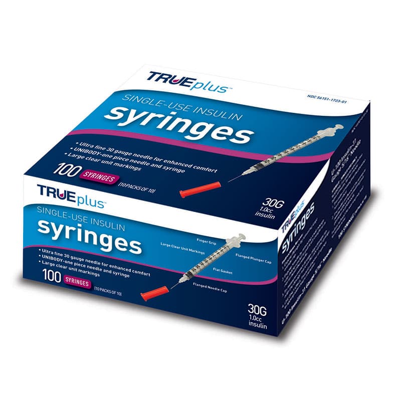 Trueplus Single-Use Insulin Syringe, 30G x 5/16", 1mL (100 Count) - image 1